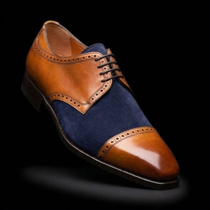 Imperia Brown & Blue Leather Wingtip Oxford Shoes