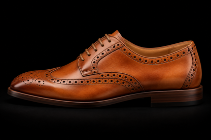 Bassano Genuine Tan Leather Wingtip Oxford Shoes