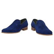 Handmade Men's Blue Suede Leather Moccasin Loafers