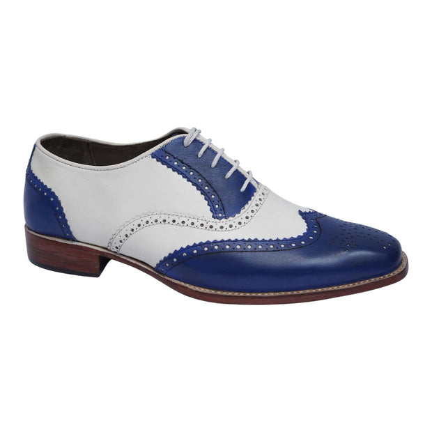 Men's Blue & White Leather Oxford Spectator Shoes