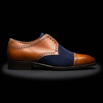 Imperia Brown & Blue Leather Wingtip Oxford Shoes