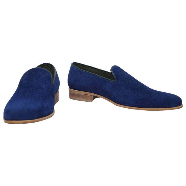 Handmade Men's Blue Suede Leather Moccasin Loafers