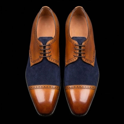 Imperia Brown & Blue Leather Wingtip Oxford Shoes