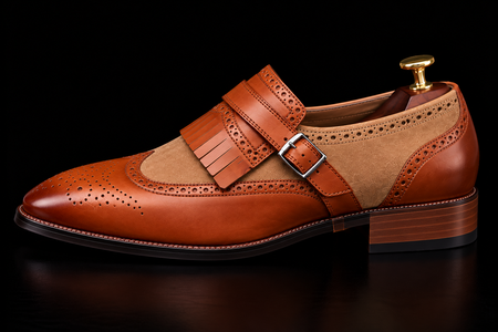 Pesaro Brown Brogue Wingtip Monk Shoes
