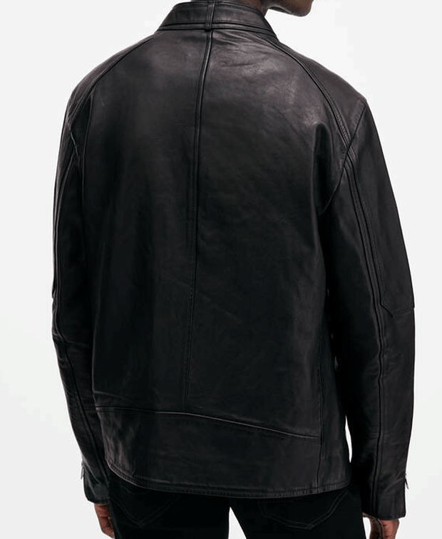 Cora Leather Snap Back Collar Jacket