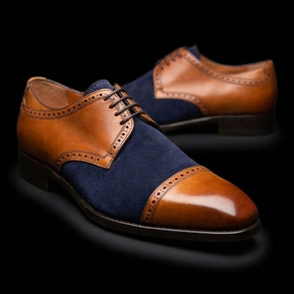 Imperia Brown & Blue Leather Wingtip Oxford Shoes