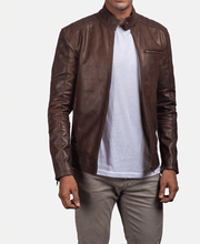 Dean Brown Leather Biker Jacket