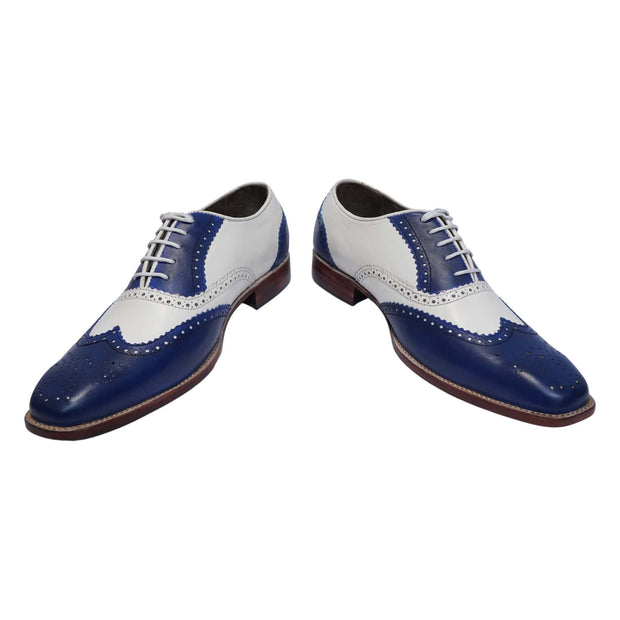 Men's Blue & White Leather Oxford Spectator Shoes