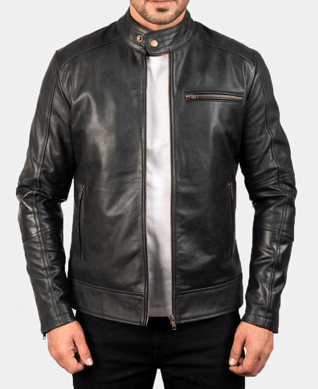 Dean Black Leather Biker Jacket