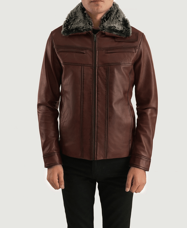 Evan Hart Fur Brown Leather Jacket