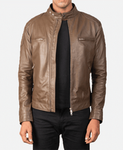 Gatsby Mocha Leather Biker Jacket