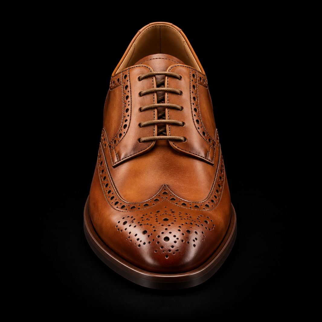 Bassano Genuine Tan Leather Wingtip Oxford Shoes