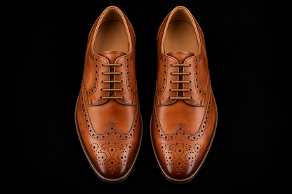 Bassano Genuine Tan Leather Wingtip Oxford Shoes