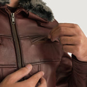 Evan Hart Fur Brown Leather Jacket