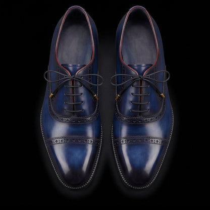Venezia Classic Captoe Oxford - Navy Blue