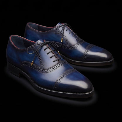 Venezia Classic Captoe Oxford - Navy Blue