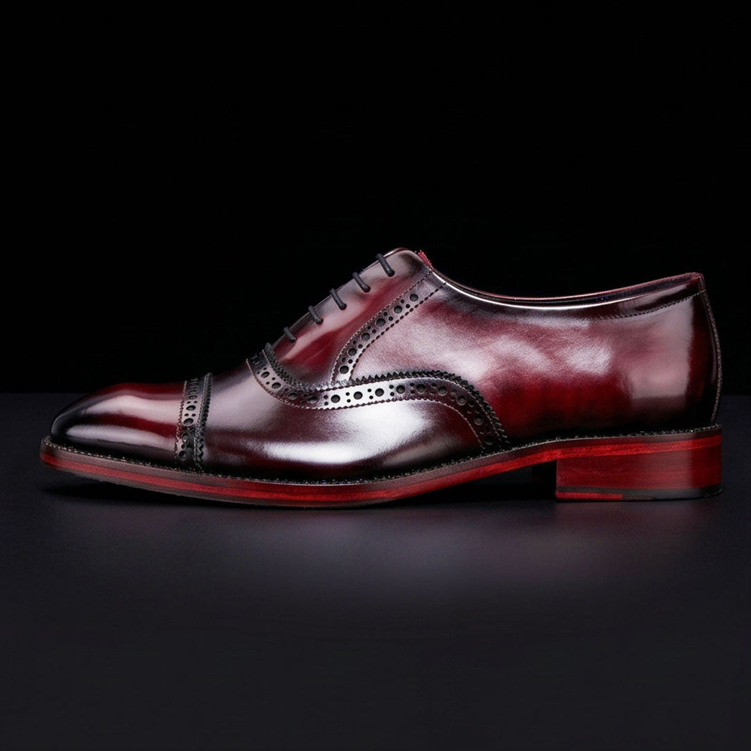 Bellagio Classic Captoe Oxford - Wine Red