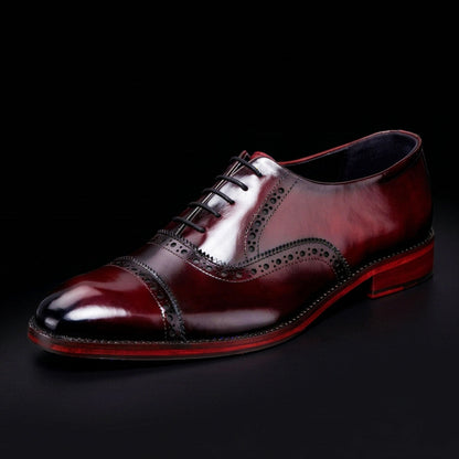 Bellagio Classic Captoe Oxford - Wine Red