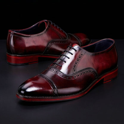 Bellagio Classic Captoe Oxford - Wine Red