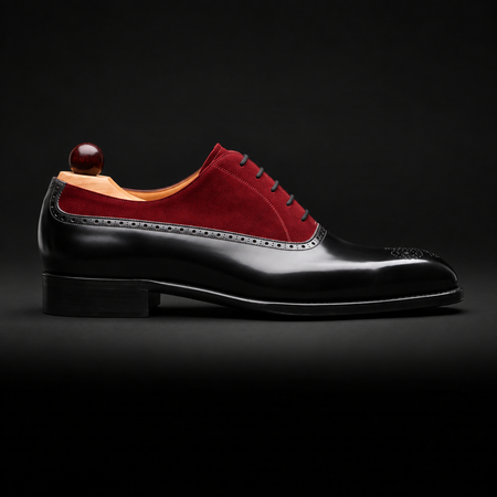 Feltre Black & Maroon Suede Leather Oxford Shoes