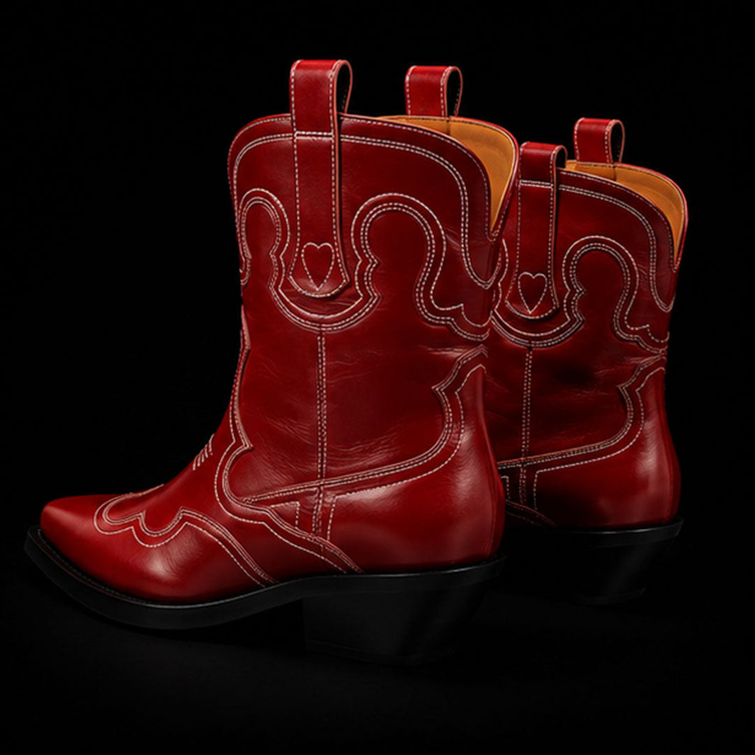 Asti Genuine Red Leather Cowboy Horse Riding Boots