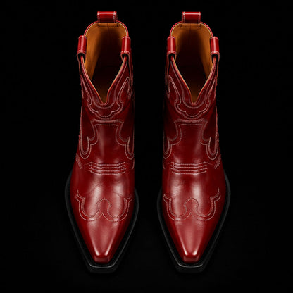 Asti Genuine Red Leather Cowboy Horse Riding Boots