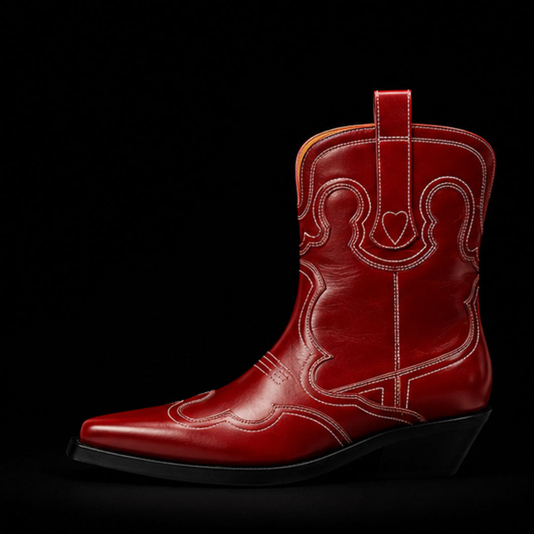 Asti Genuine Red Leather Cowboy Horse Riding Boots