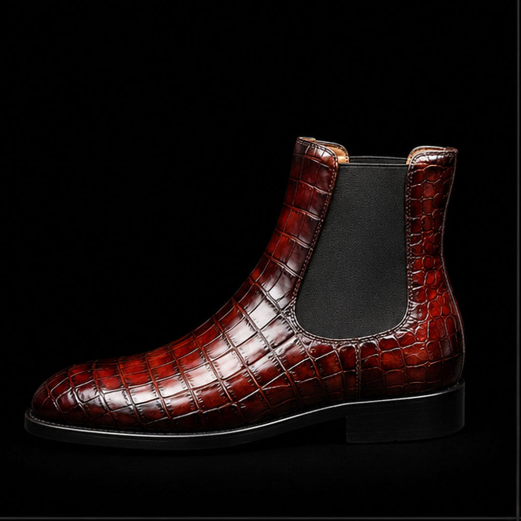 Ischia Brown Alligator Leather Chelsea Boots