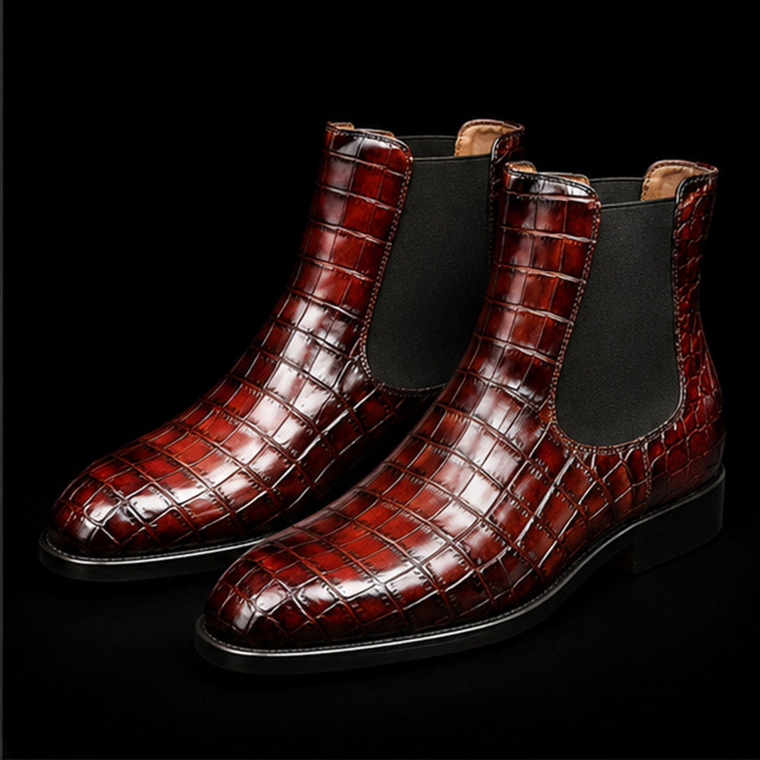 Ischia Brown Alligator Leather Chelsea Boots