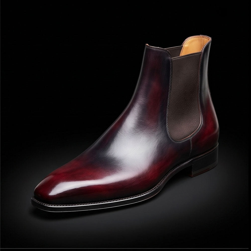 Procida Burgundy Patina Leather Chelsea Boots
