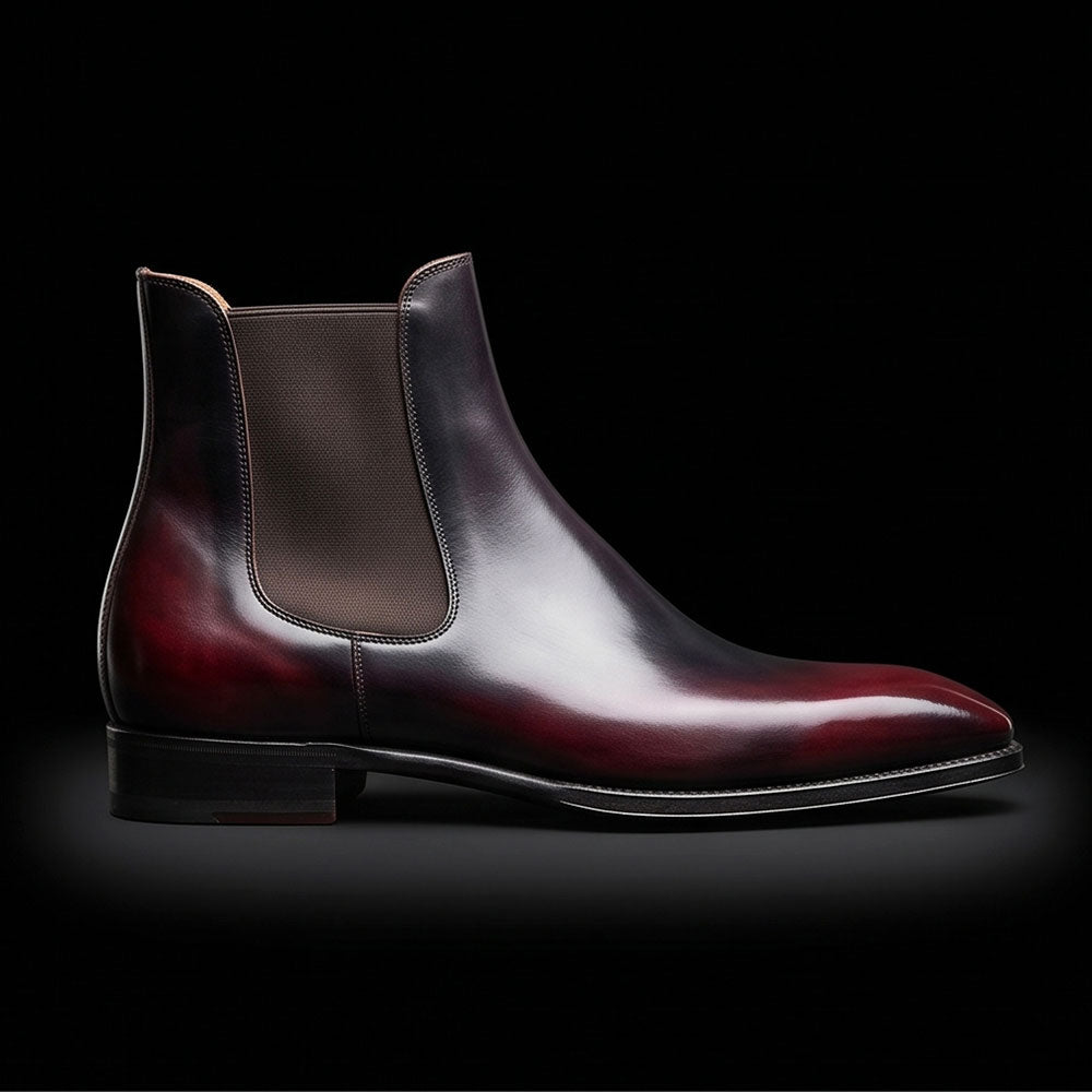 Procida Burgundy Patina Leather Chelsea Boots