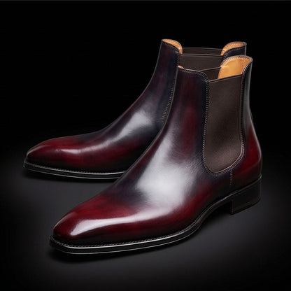 Procida Burgundy Patina Leather Chelsea Boots