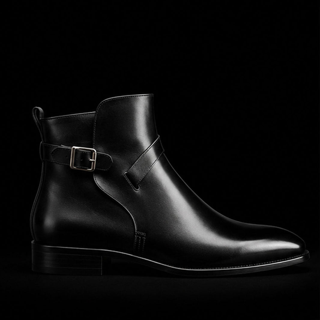 Saronno Black Leather Ankle High Jodhpur Boots