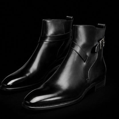 Saronno Black Leather Ankle High Jodhpur Boots