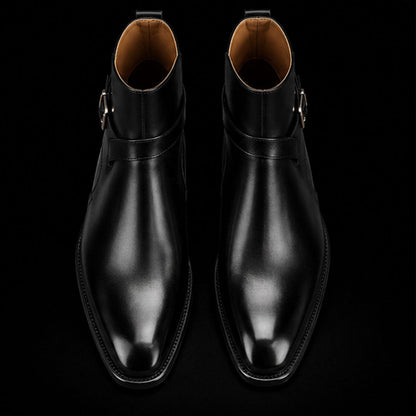 Saronno Black Leather Ankle High Jodhpur Boots