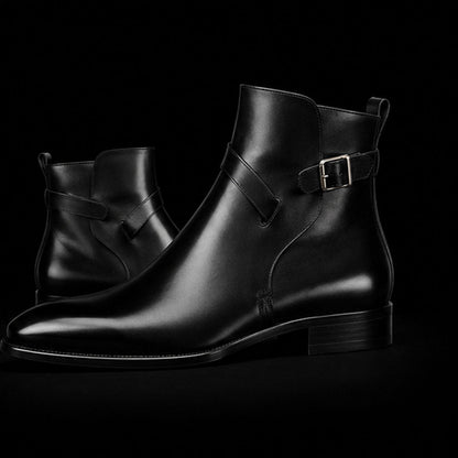 Saronno Black Leather Ankle High Jodhpur Boots