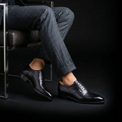 Chivasso Black Leather Formal Shoes