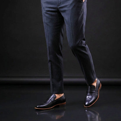 Riva Black Leather Penny Loafers