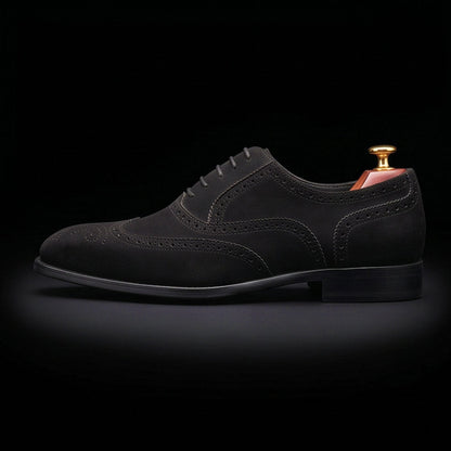 Alba Black Suede Leather Wingtip Oxford Shoes