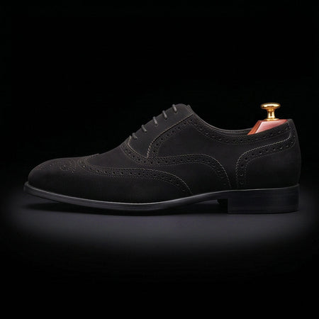 Alba Black Suede Leather Wingtip Oxford Shoes