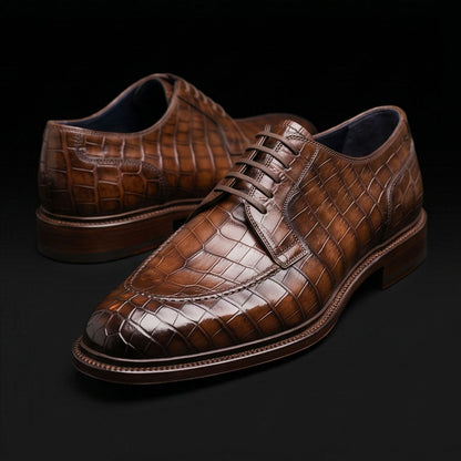 Tortona Brown Alligator Leather Shoes