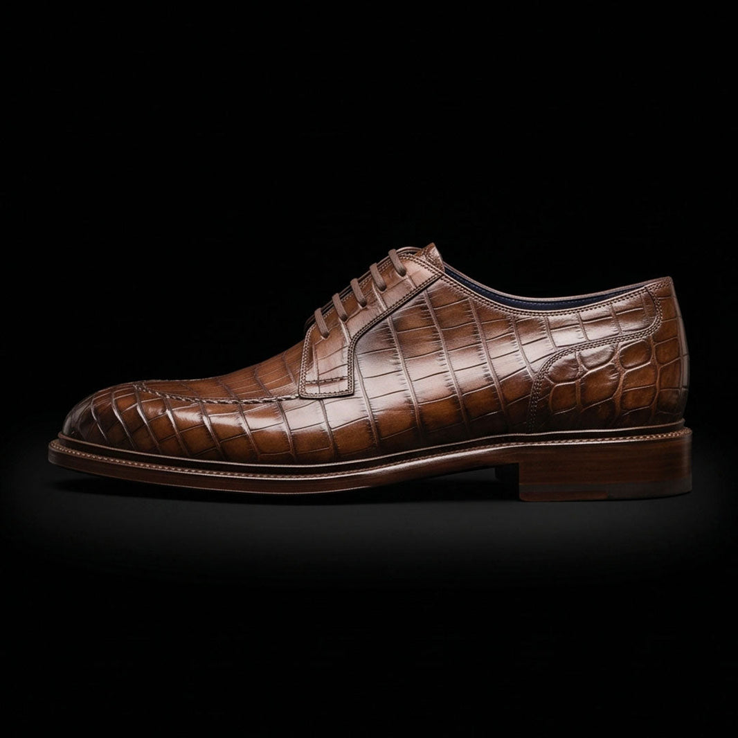 Tortona Brown Alligator Leather Shoes