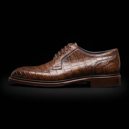 Tortona Brown Alligator Leather Shoes