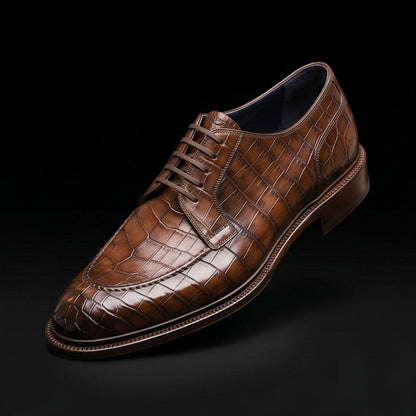 Tortona Brown Alligator Leather Shoes
