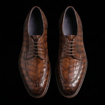 Tortona Brown Alligator Leather Shoes