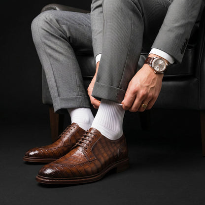 Tortona Brown Alligator Leather Shoes