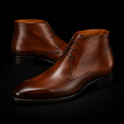Gallarate Brown Leather Ankle High Chukka Boots