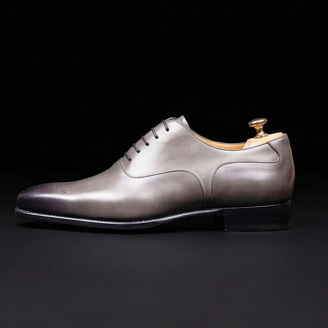 Como Grey Patina Leather Formal Oxford Shoes
