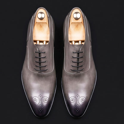 Como Grey Patina Leather Formal Oxford Shoes