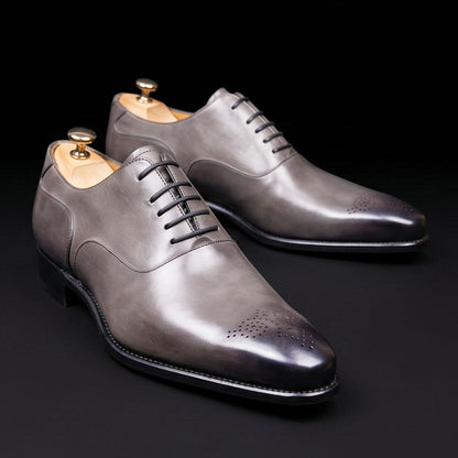 Como Grey Patina Leather Formal Oxford Shoes